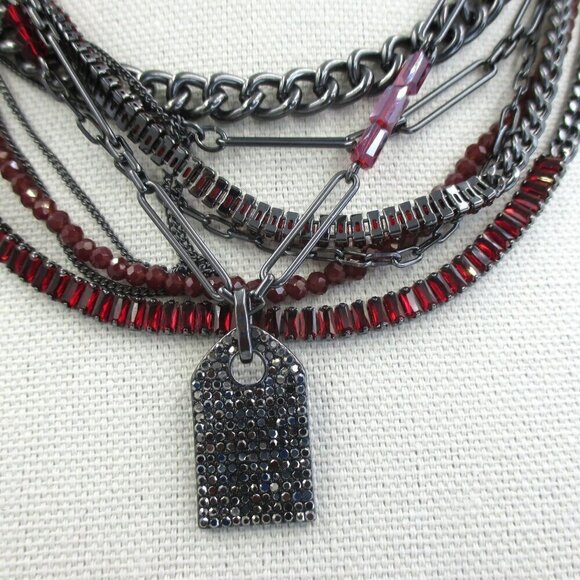 Chico's Red Multistrand Mixed Metal Upscale Short Necklace NWT - Picture 5 of 8